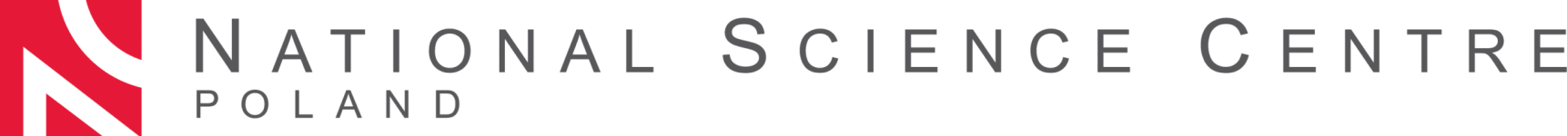 Logo National Science Centre Poland. Czerwony, geometryczny znak litery „N” obok tekstu „National Science Centre Poland”