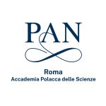 Logo PAN Roma – Accademia Polacca delle Scienze. Granatowy napis „PAN” z ozdobnym zawijasem pod literą „A”, poniżej tekst „Roma Accademia Polacca delle Scienze”.